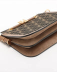 Pre-Loved Touch Crossbody Bag FF Logo Canvas Coated with Gold Hardware, Brown
