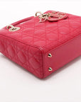 Pre-Loved Lady Dior Handbag Cannage Leather Medium with Gold Hardware, Pink
