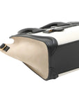 Pre-Loved Luggage Tote Leather Nano with Gold Hardware, White, Black & Beige