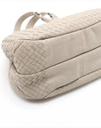 Pre-Loved Campana Shoulder Bag Intrecciato Leather with Gunmetal Hardware, Beige