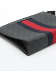 Pre-Loved GG Supreme Web Pouch Clutch Monogram Coated Canvas with Silver Hardware, Black