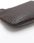 Pre-Loved Veneta Shoulder Bag Intrecciato Leather Medium with Gunmetal Hardware, Dark Brown
