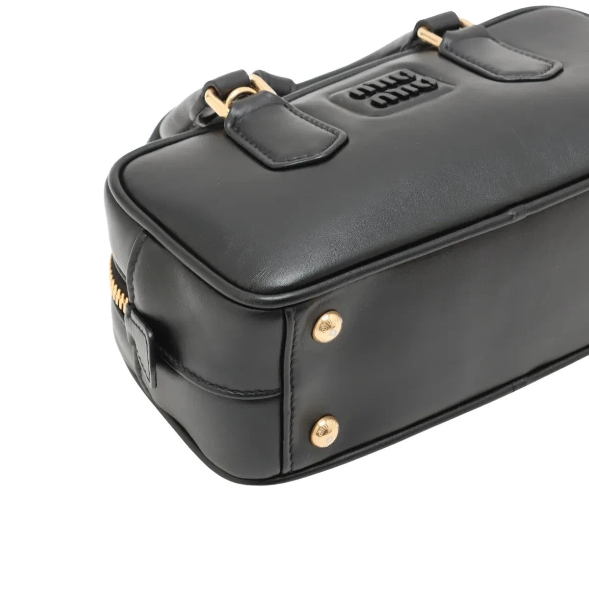 Pre-Loved Bowling Bag Handbag Leather Mini with Gold Hardware, Black