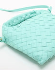 Pre-Loved Hop Handbag Intrecciato Leather Mini with Gold Hardware, Aqua Green