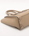Pre-Loved Luggage Tote Leather Micro with Silver Hardware, Beige