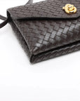 Pre-Loved Andiamo Crossbody Bag Intrecciato Leather Small with Gold Hardware, Dark Brown