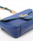 Pre-Loved GG Marmont Shoulder Bag Quilted Leather Small with Gold Hardware, Blue