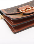 Pre-Loved Dauphine Crossbody Bag Monogram Coated Canvas Mini with Gold Hardware, Brown