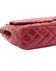 Pre-Loved Quilted Hobo Shoulder Bag Quilted Patent Leather with Aged Gold Hardware, Red
