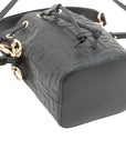 Pre-Loved Mon Tresor Bucket Bag FF Logo Embossed Leather Mini with Gold Hardware, Black
