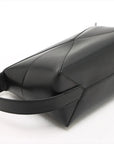 Pre-Loved Puzzle Fold Pouch Pochette Leather with Silver Hardware, Black
