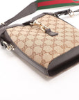 Pre-Loved Jackie Crossbody Bag Monogram Coated Canvas Mini with Gold Hardware, Beige Brown