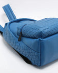 Pre-Loved Intrecciato Backpack Leather with Black Hardware, Blue