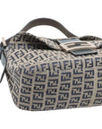 Pre-Loved Mamma Baguette Shoulder Bag Zucchino Coated Canvas with Silver Hardware, Grey / Navy