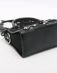 Pre-Loved Classic City Handbag Canvas Plain Mini with Silver Hardware, Black