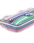Pre-Loved Coco Stripe Flap Shoulder Bag Striped Canvas with Silver Hardware, Multicolor
