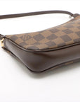 Pre-Loved Pochette Accessoires Pochette Damier Coated Canvas with Gold Hardware, Ebene Brown