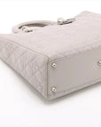 Pre-Loved Lady Dior Handbag Cannage Leather Large with Silver Hardware, Grey