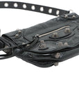 Pre-Loved Le Cagole Crossbody Bag Leather Mini with Silver Hardware, Black