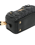 Pre-Loved Matelassé Bowling Bag Handbag Quilted Leather Mini with Gold Hardware, Black
