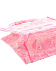 Pre-Loved Book Tote Tote Toile de Jouy Embroidered Canvas Small, Pink