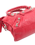 Pre-Loved Classic City Handbag Leather Mini with Silver Hardware, Red