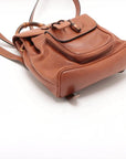 Pre-Loved Bamboo Backpack Leather Mini with Gold Hardware, Brown