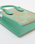 Pre-Loved Jumbo GG Mini Tote Tote Monogram Coated Canvas Mini with Gold Hardware, Beige and Green