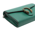 Pre-Loved Dionysus Wallet on Chain Crossbody Bag Leather Mini with Aged Gold and Silver Hardware, Green