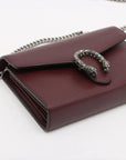 Pre-Loved Dionysus Chain Wallet Crossbody Bag Leather Mini with Aged Silver Hardware, Burgundy