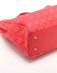 Pre-Loved Lady Dior Soft Shopping Tote Cannage Leather Large with Silver Hardware, Red