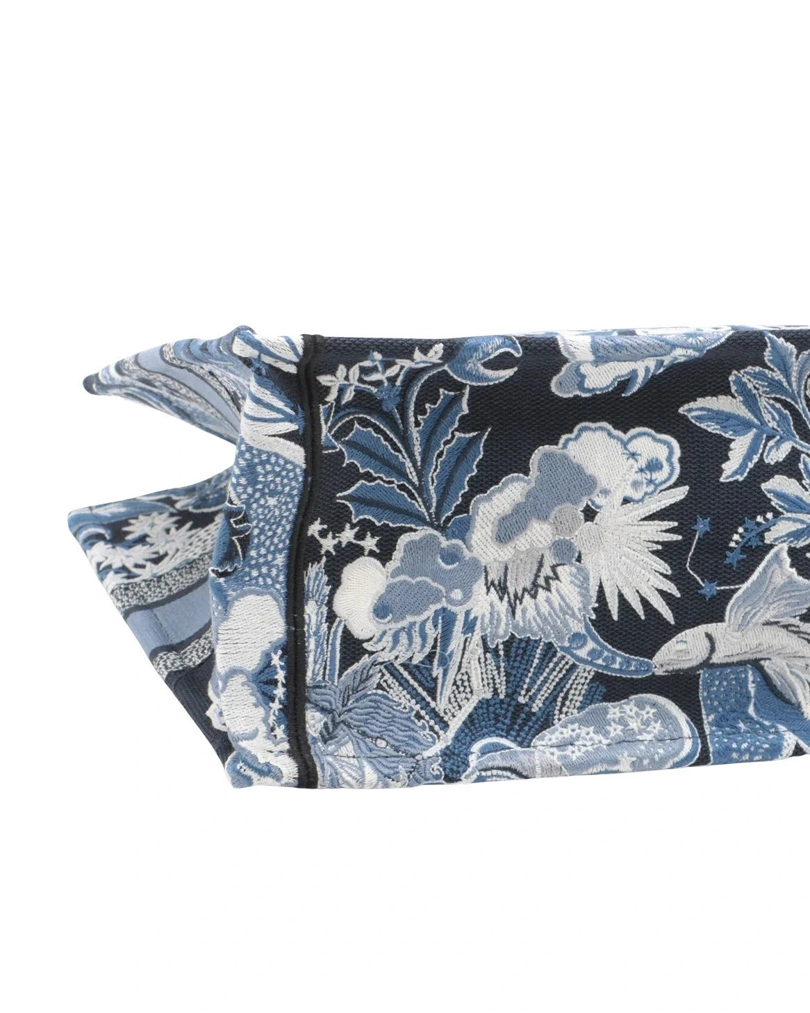 Pre-Loved Book Tote Tote Canvas Embroidered Medium, Blue and White