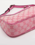 Pre-Loved GG-P Half-Moon Shoulder Bag Monogram Coated Canvas Small with Silver Hardware, Pink