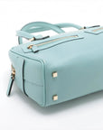 Pre-Loved Boston Handbag Microguccissima Leather Small with Gold Hardware, Light Blue
