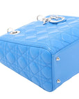 Pre-Loved Lady Dior Handbag Quilted Leather Medium with Silver Hardware, Blue