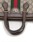 Pre-Loved Ophidia Tote GG Supreme Canvas Coated Small with Gold Hardware, Beige/Ebony