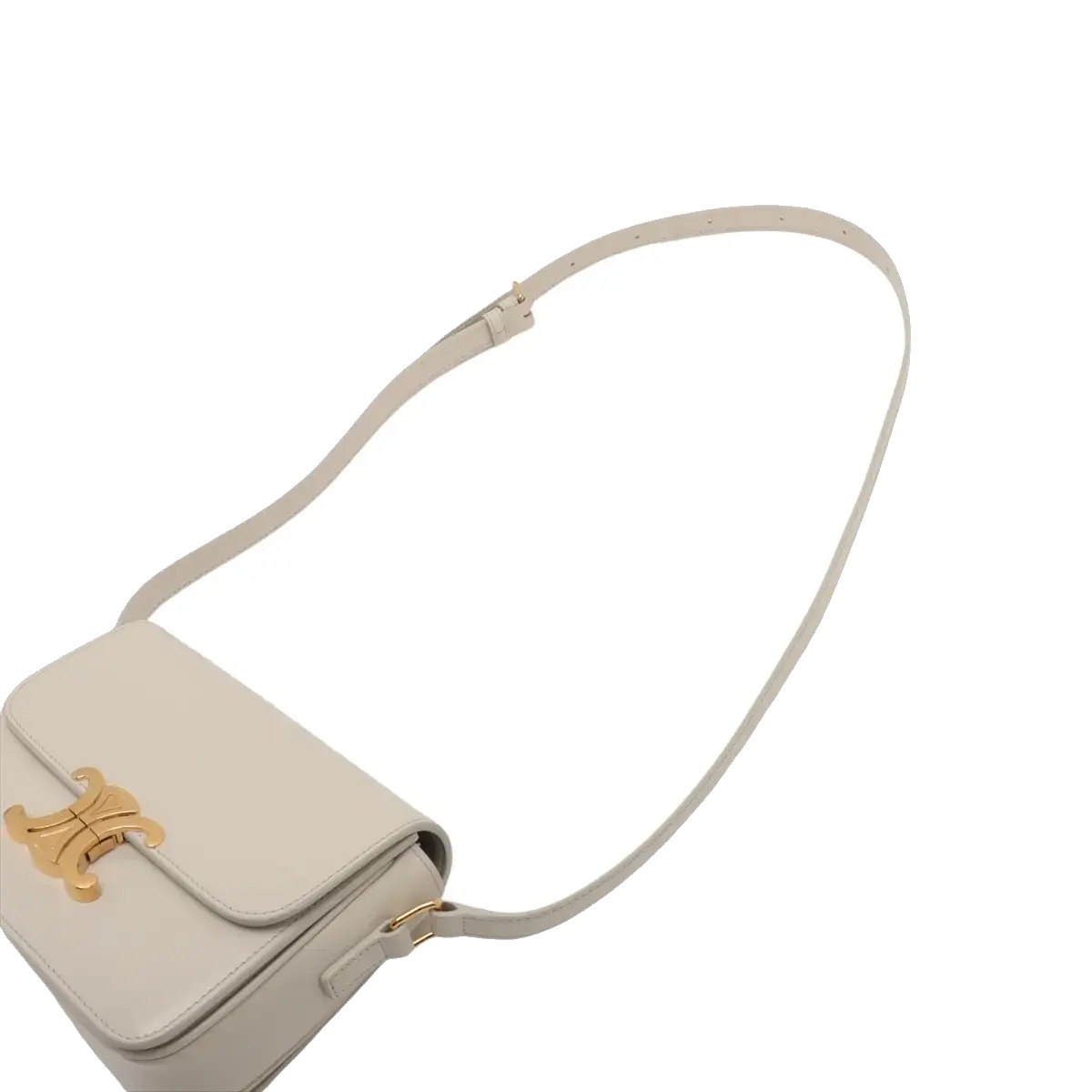 Pre-Loved Triomphe Shoulder Bag Leather Teen with Gold Hardware, White