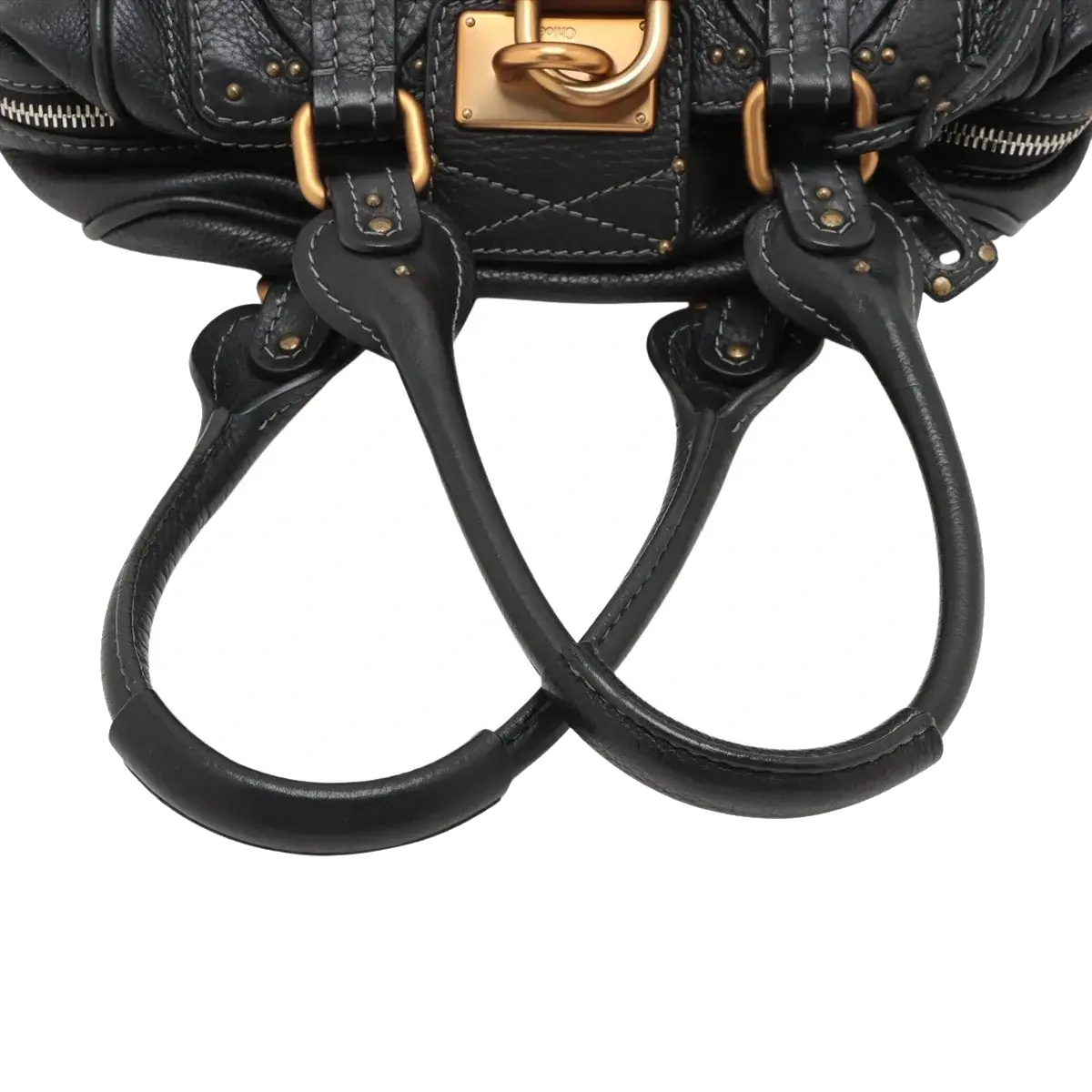 Pre-Loved Paddington Handbag Leather with Aged Gold Hardware, Black
