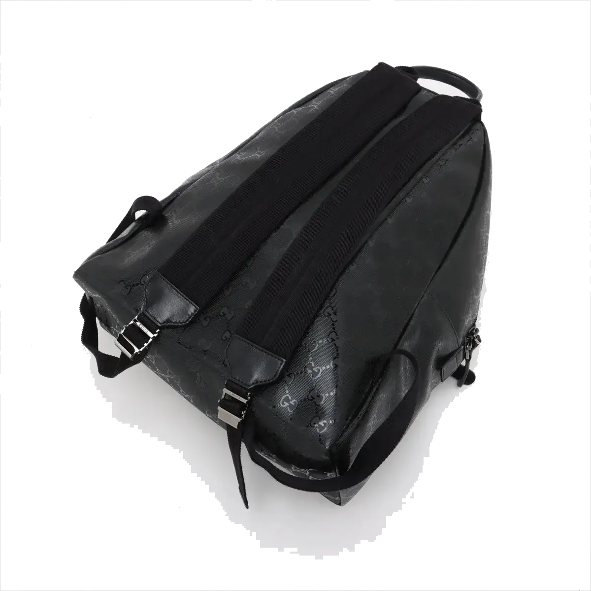 Pre-Loved GG Imprime Backpack Monogram Coated Canvas with Silver Hardware, Black
