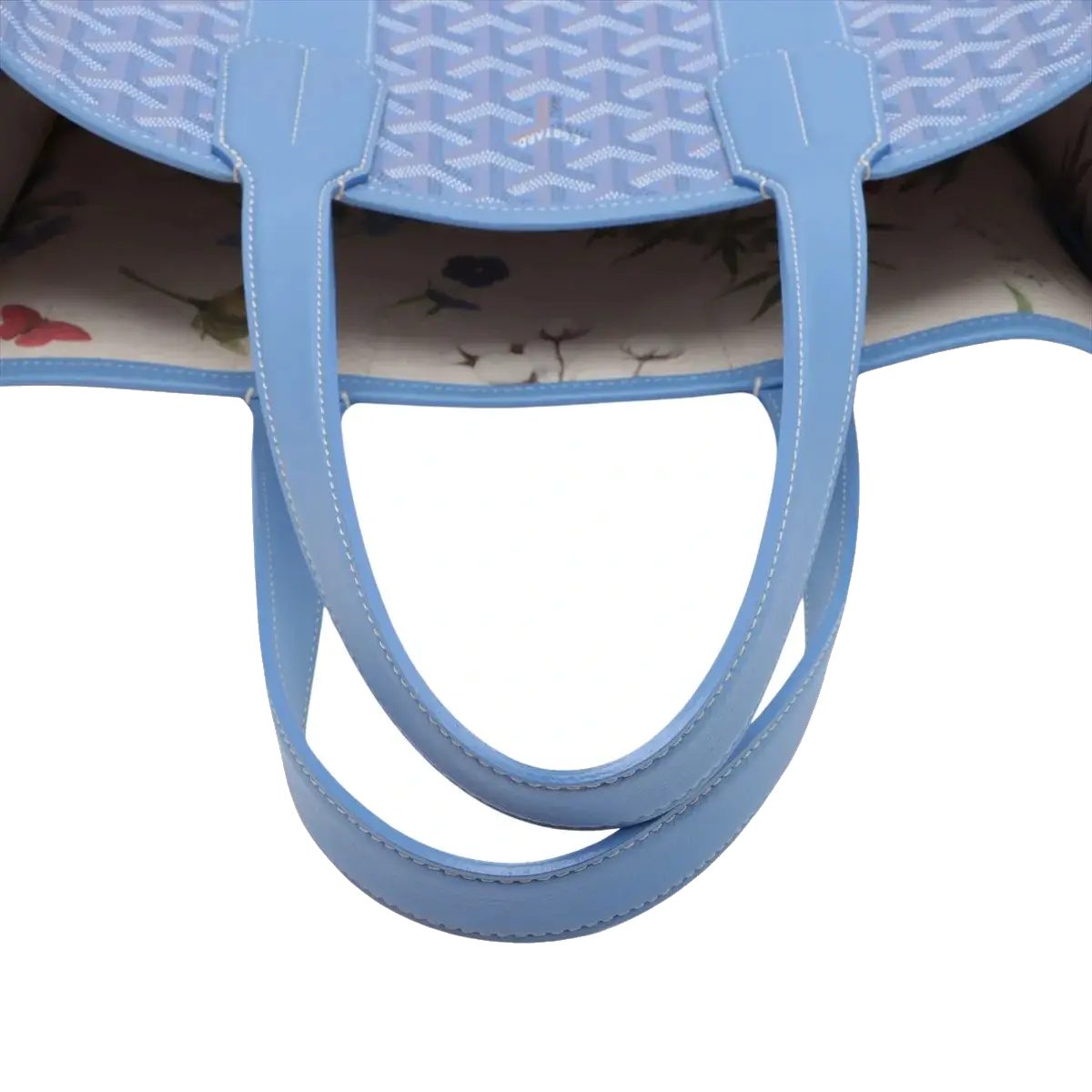 Pre-Loved Villette Tote Goyardine Chevron Coated Canvas PM, Light Blue