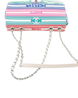Pre-Loved Coco Stripe Flap Shoulder Bag Striped Canvas with Silver Hardware, Multicolor
