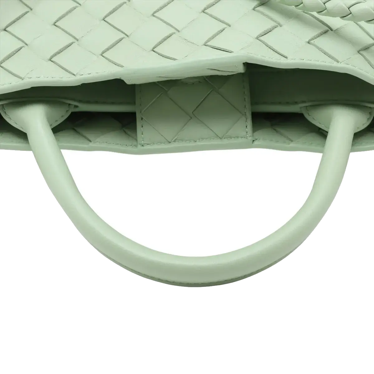 Pre-Loved Andiamo Handbag Intrecciato Leather Small with Gold Hardware, Mint Green