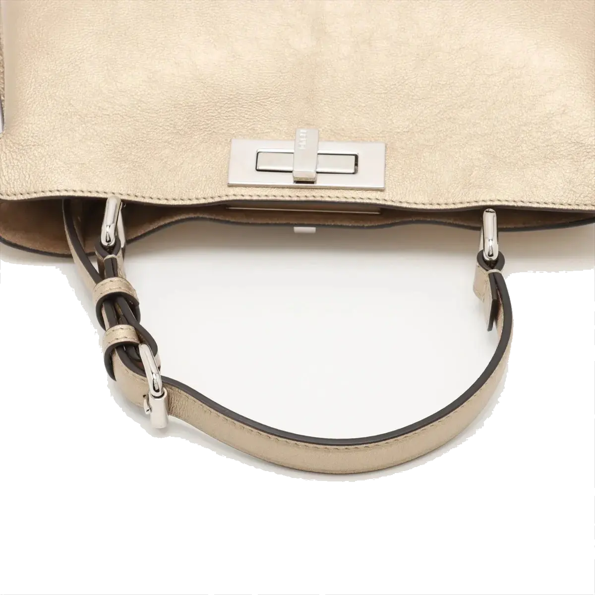 Pre-Loved Peekaboo Handbag Leather with Silver Hardware, Metallic Gold