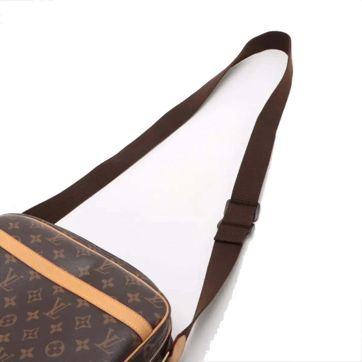 Pre-Loved Reporter PM Crossbody Bag Monogram Coated Canvas PM with Gold Hardware, Brown