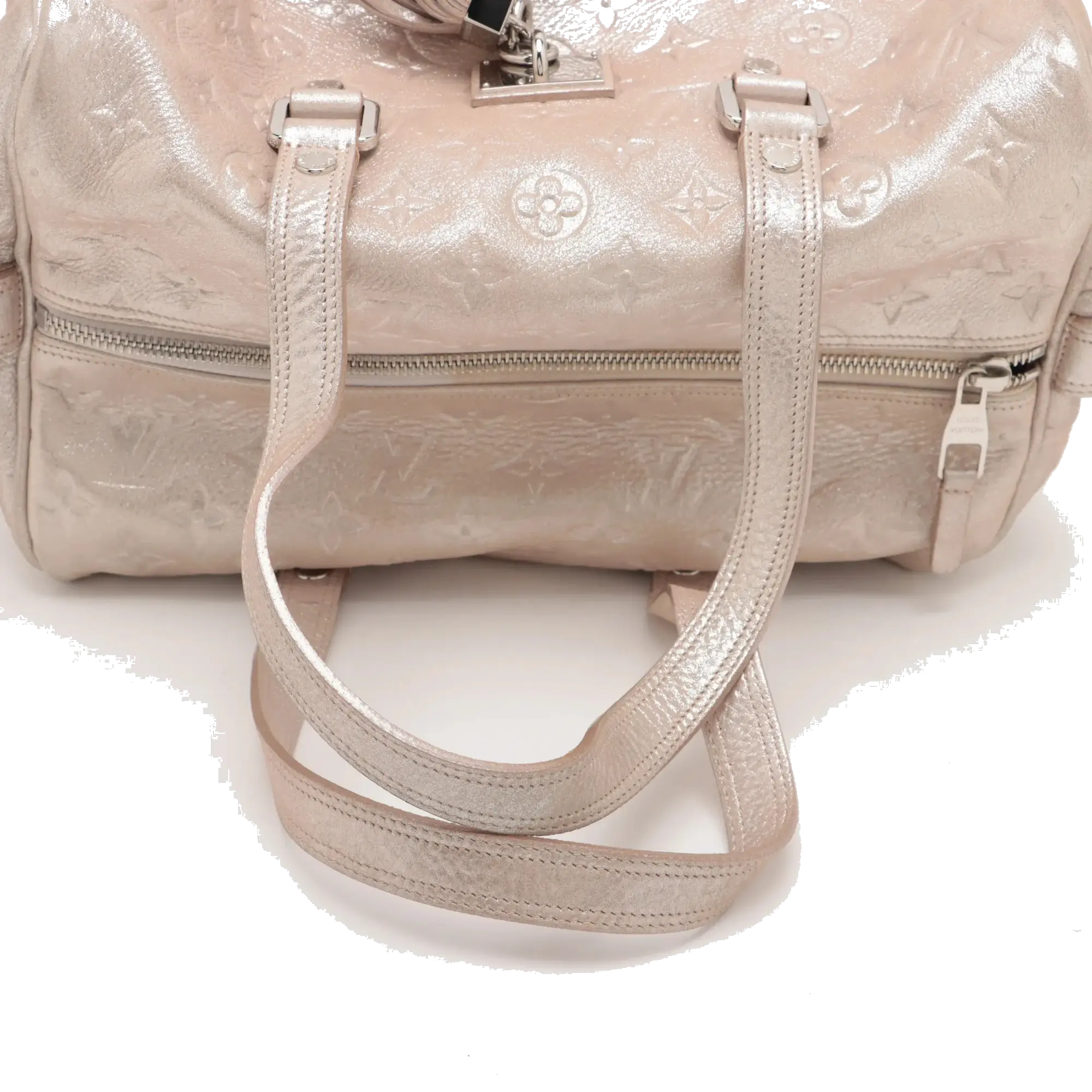 Pre-Loved Shimmer Comète Shoulder Bag Monogram Leather with Silver Hardware, Pink