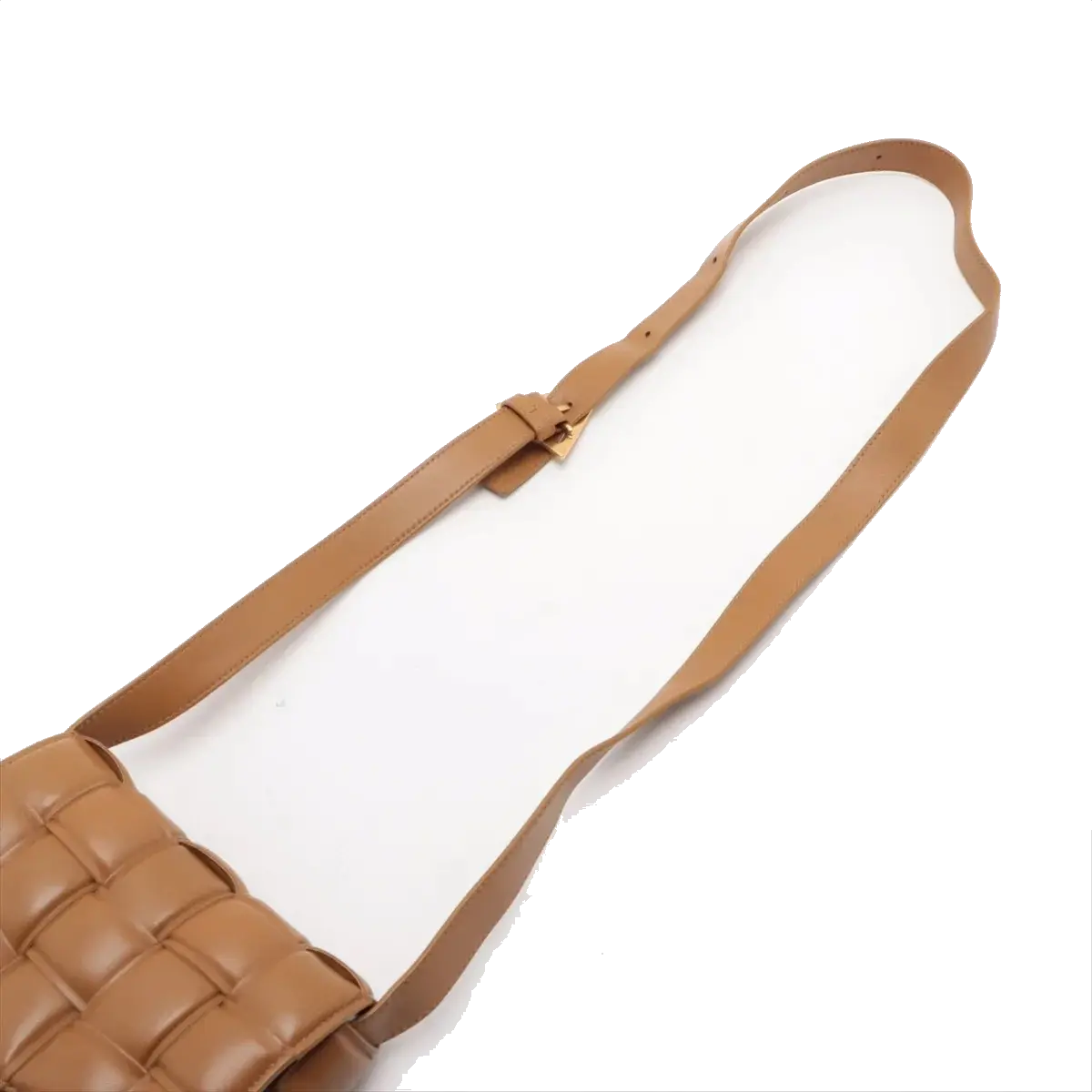 Pre-Loved Padded Cassette Crossbody Bag Intrecciato Leather Small with Gold Hardware, Tan