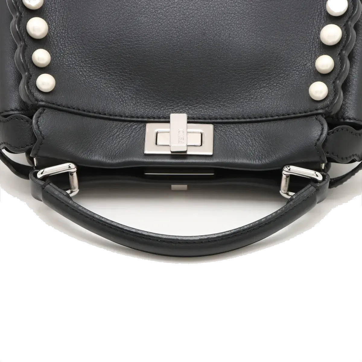Pre-Loved Peekaboo Handbag Leather Mini with Silver Hardware, Black