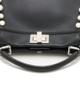 Pre-Loved Peekaboo Handbag Leather Mini with Silver Hardware, Black