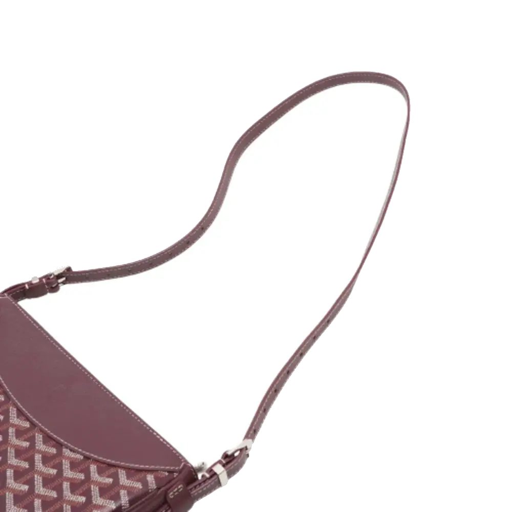 Pre-Loved Belvédère Crossbody Bag Goyardine Coated Canvas PM with Silver Hardware, Burgundy