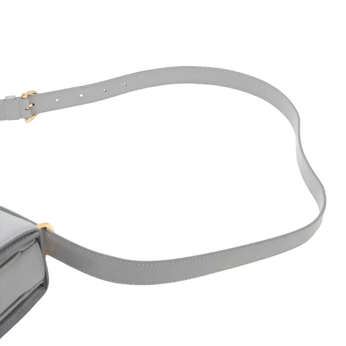 Pre-Loved Stirrup Flap Bag Shoulder Bag Leather Small with Gold Hardware, Light Gray